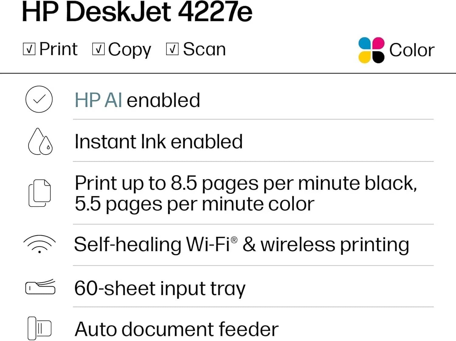 HP DeskJet 4227e Printers New