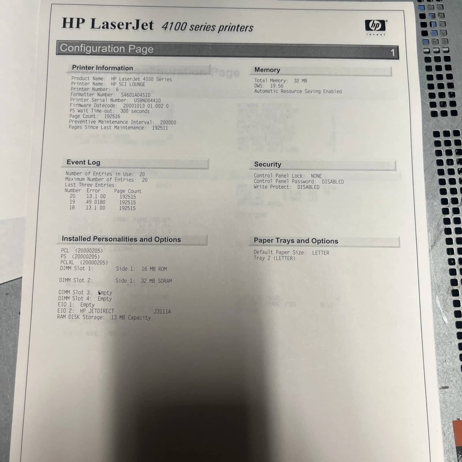 HP Laserjet 4100 Printers For parts or not working