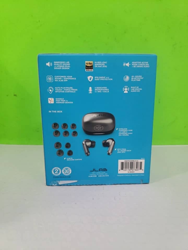 JLab Epic Pods Headphones & Earbuds Black New