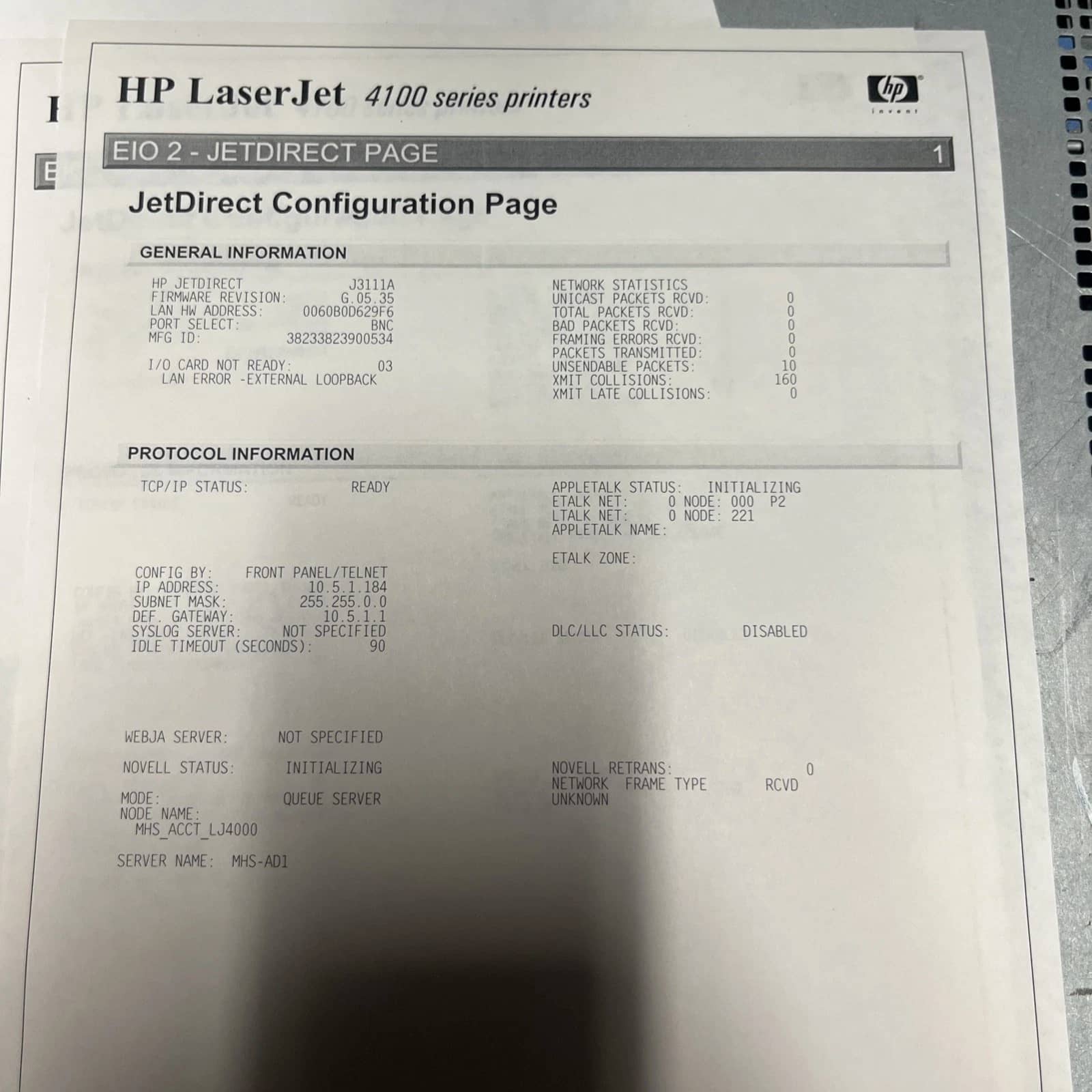 HP Laserjet 4100 Printers For parts or not working