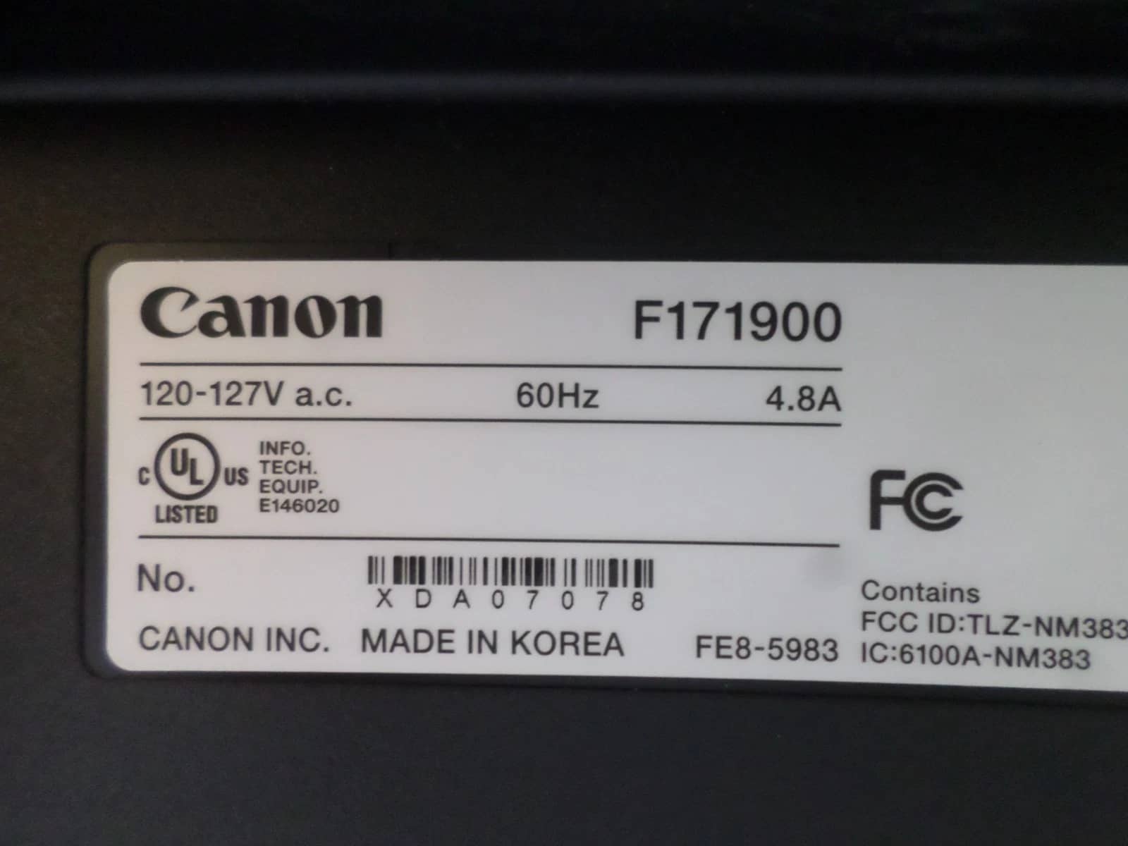 Canon F171900 Printers Used - Good