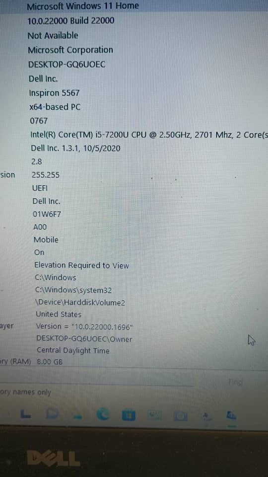 Dell Inspiron 5567 Computers