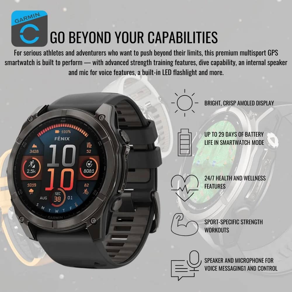 Garmin Fenix 8 AMOLED Smartwatches White 43mm New