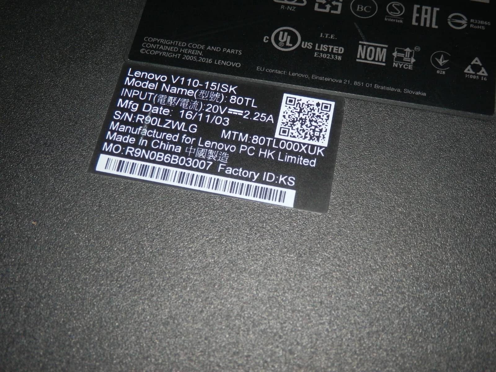Lenovo V110-15ISK Computers Used - Good