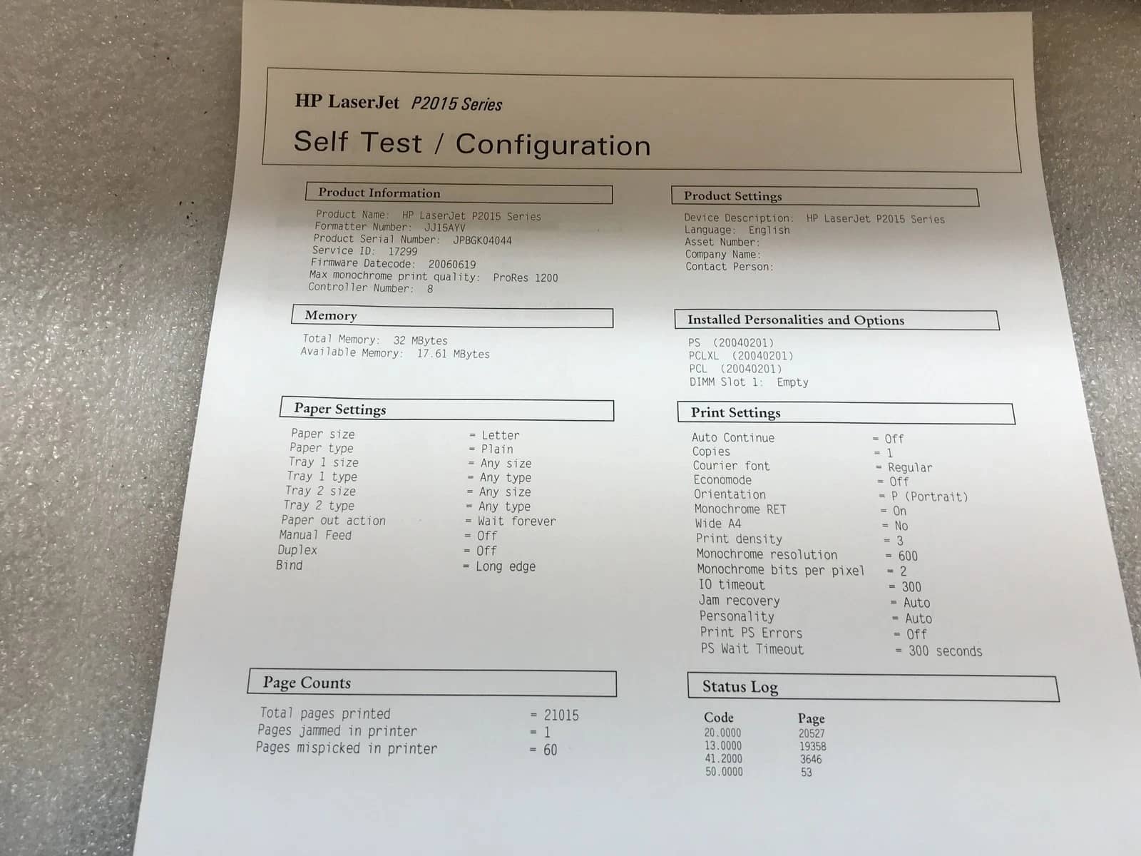 HP LaserJet P2015 Printers Refurbished - Excellent