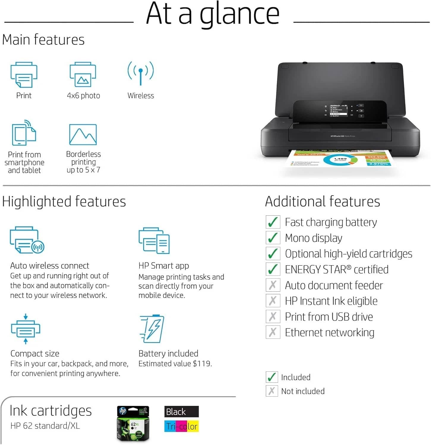 HP HP OfficeJet 200 Printers Black New