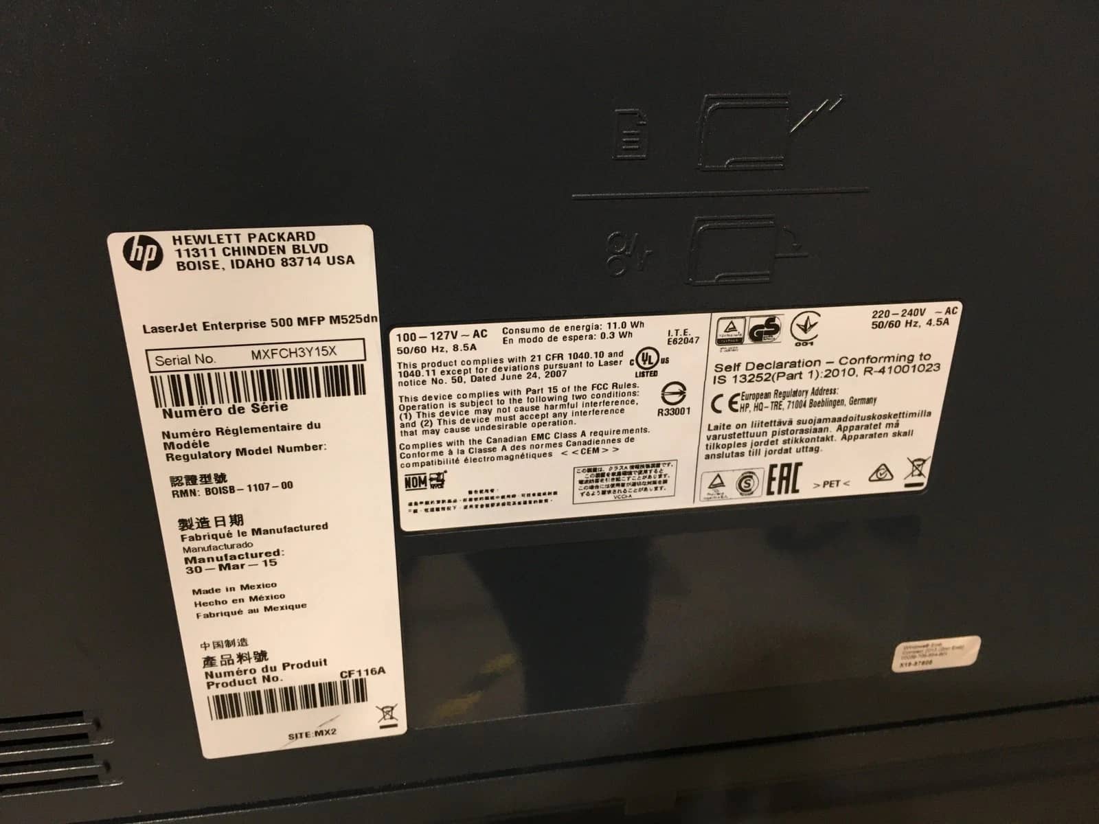 HP LaserJet Enterprise 500 MFP M525dn Printers Used - Good