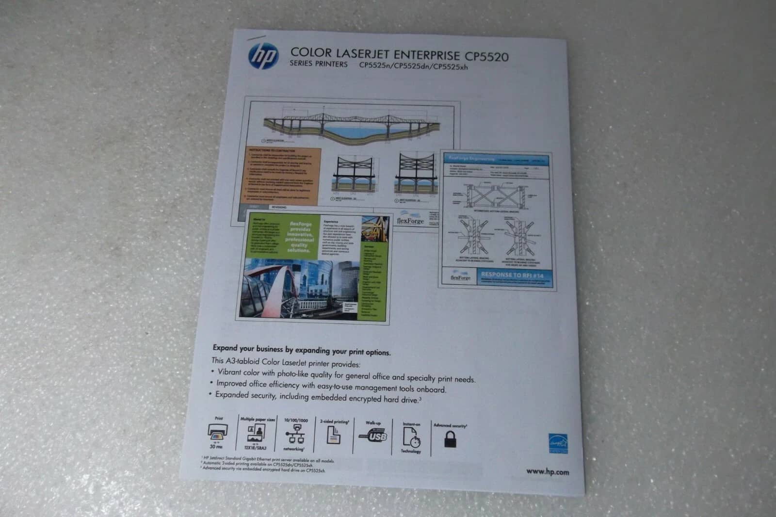 HP LaserJet Enterprise CP5525dn Color Printers Used - Good