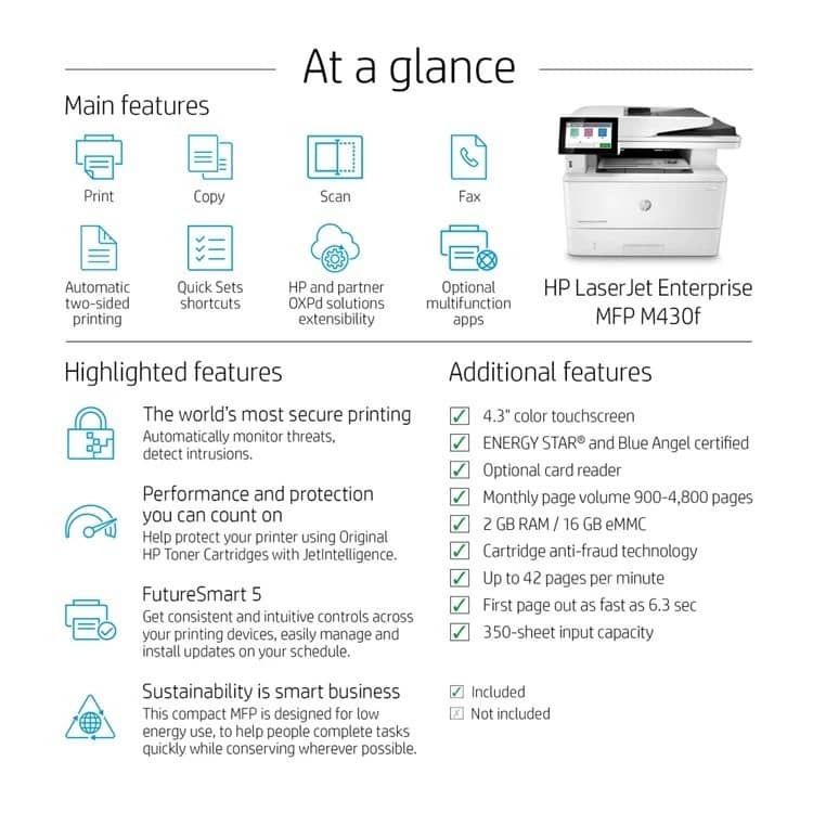 HP LaserJet E42540 Printers Used - Good