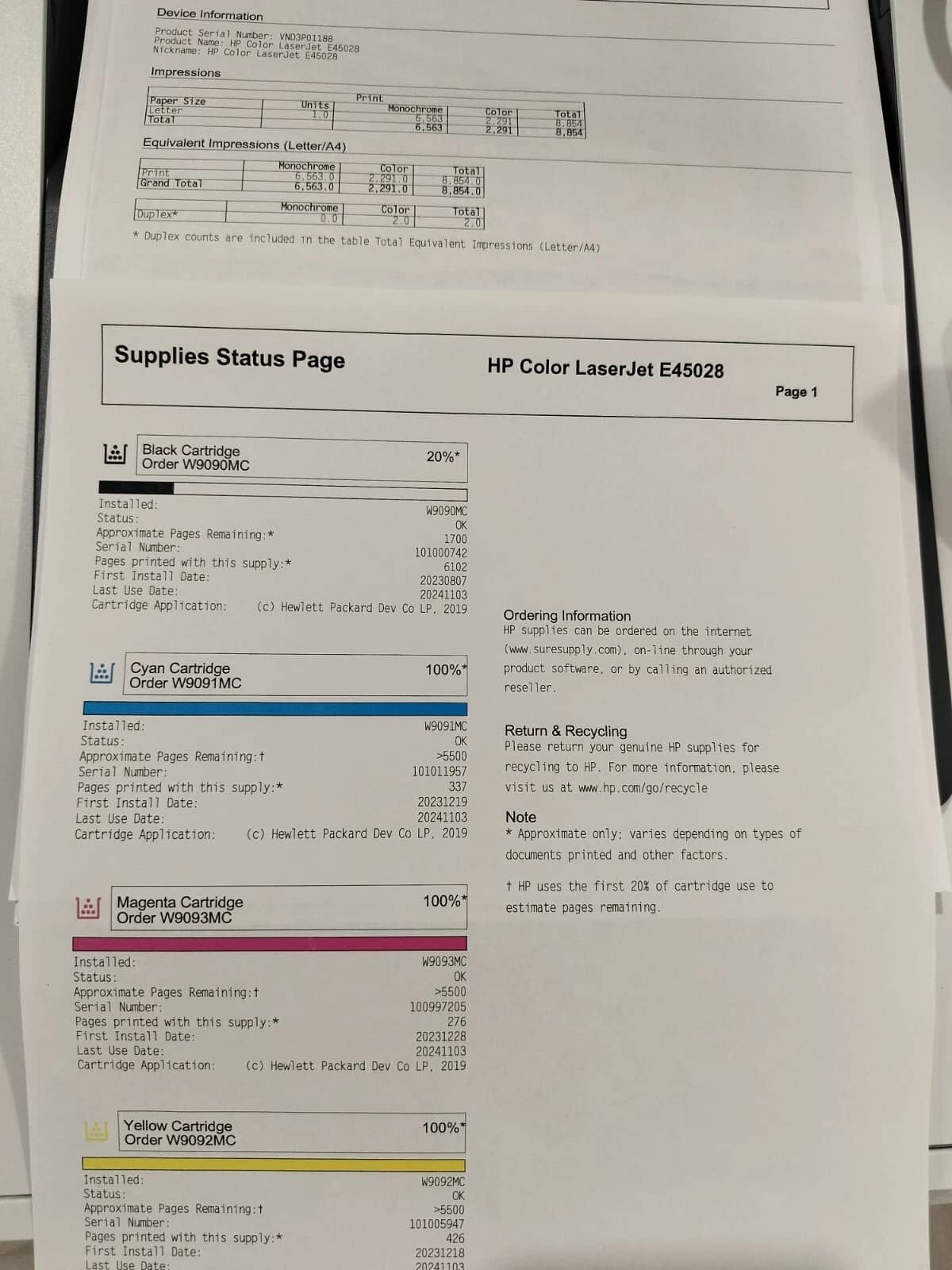 HP E45028dn Printers Open-Box Excellent
