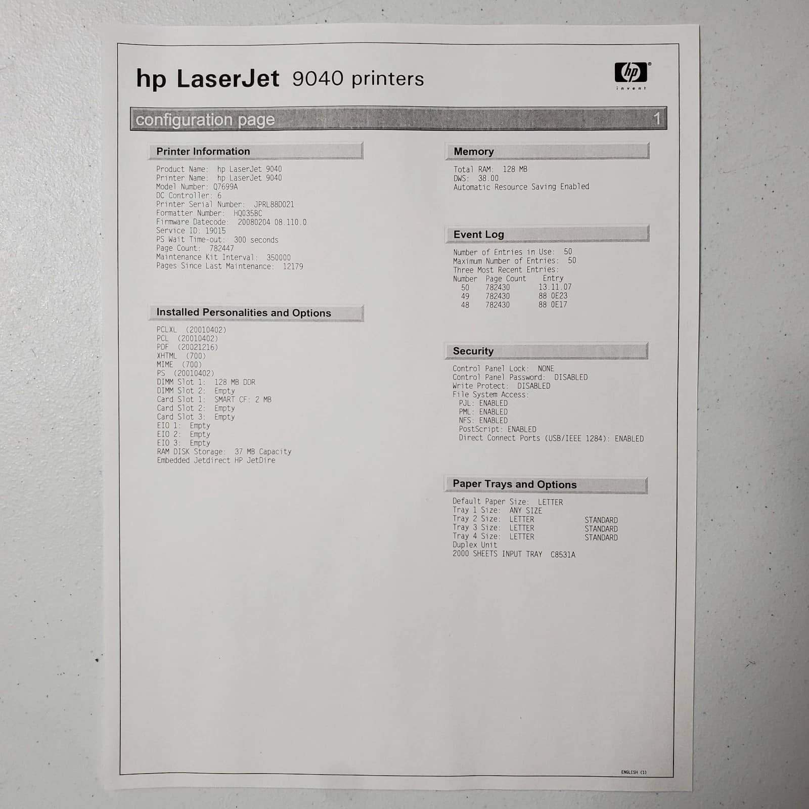 HP LaserJet 9040DN Printers Used - Good