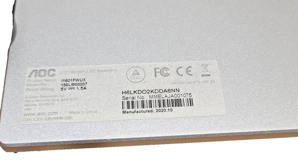 AOC I1601FWUX Monitors