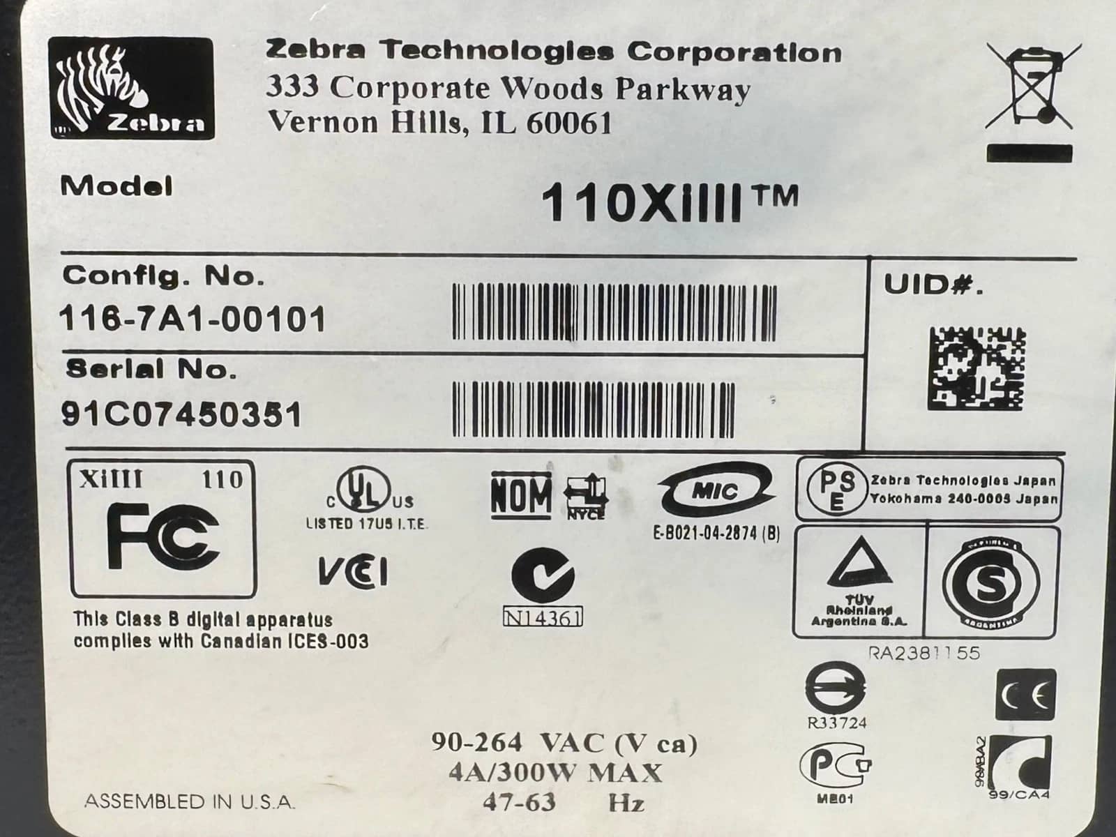 Zebra 110xiIII Plus Printers Used - Good