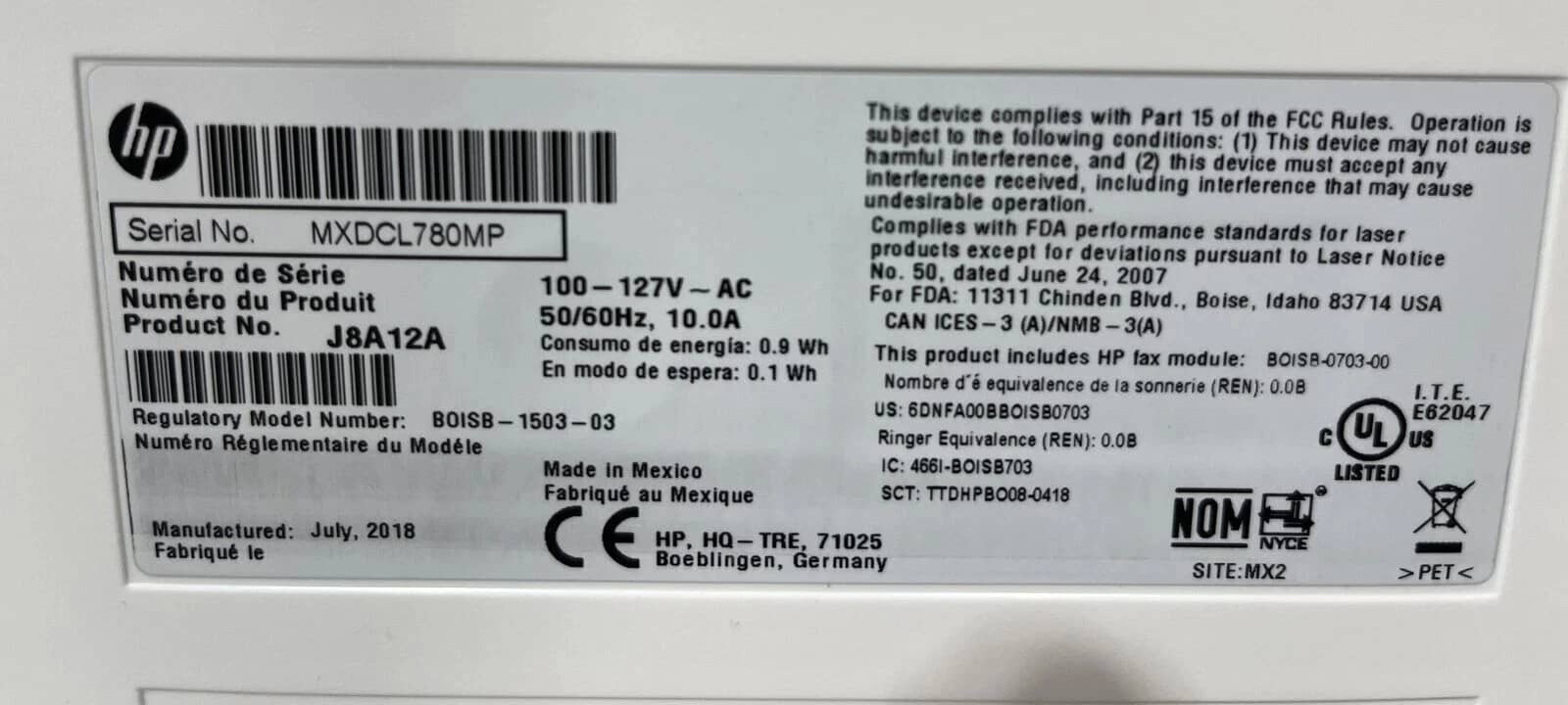 HP Color LaserJet Enterprise Flow MFP M681 Printers Used - Good