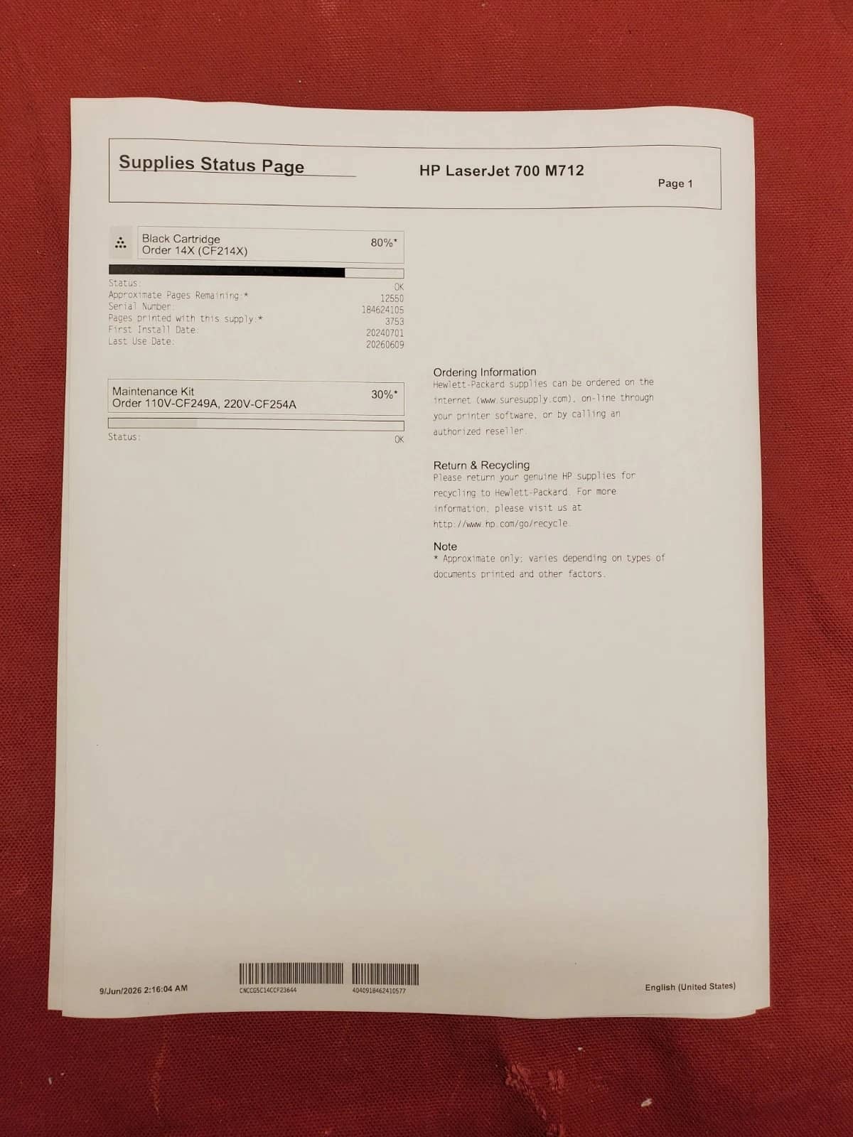 HP M712 Printers Used - Good