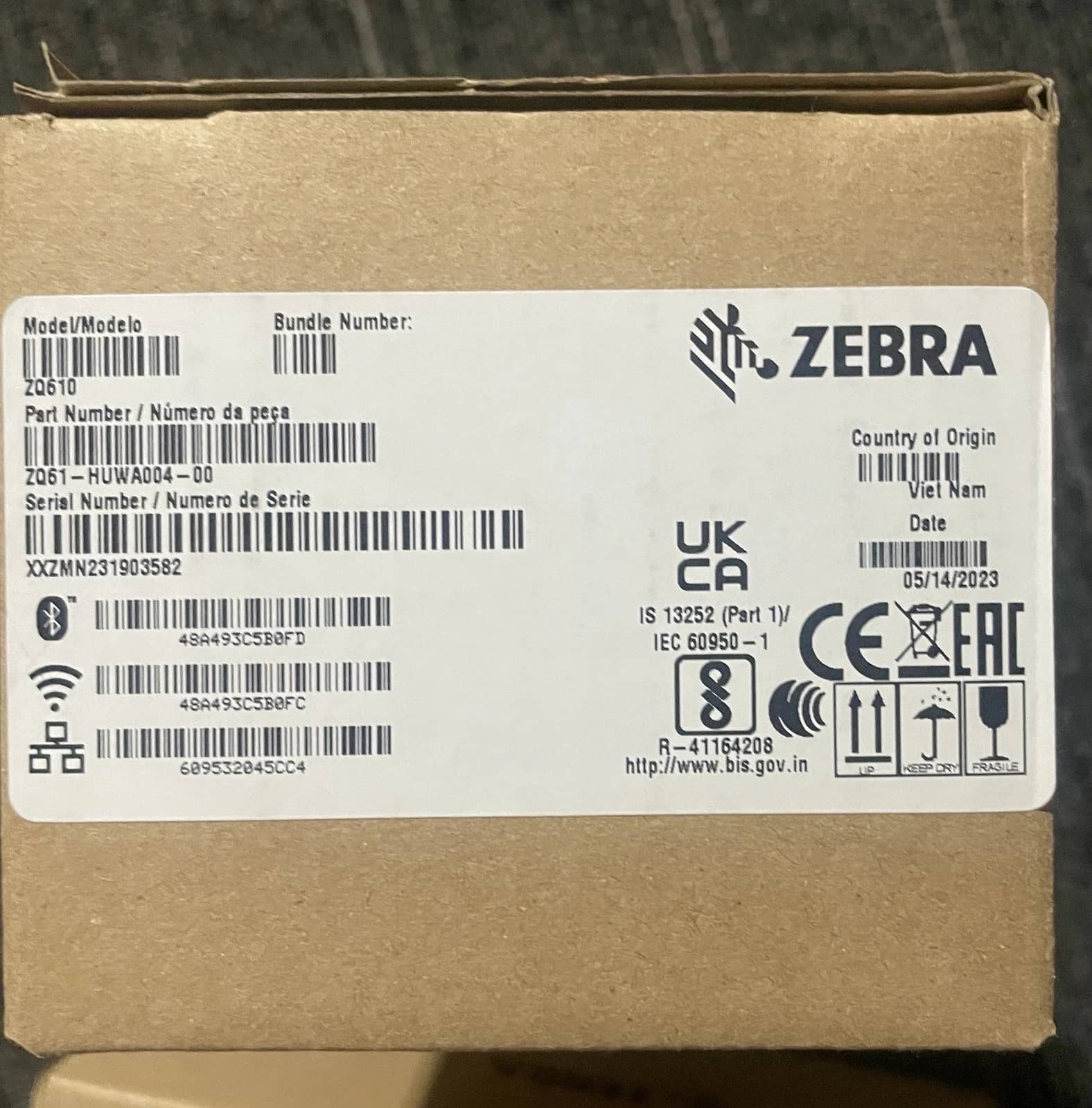 Zebra ZQ610 Plus-HC Printers New