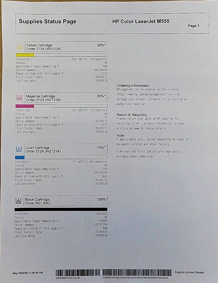 HP m555 Printers Used - Good