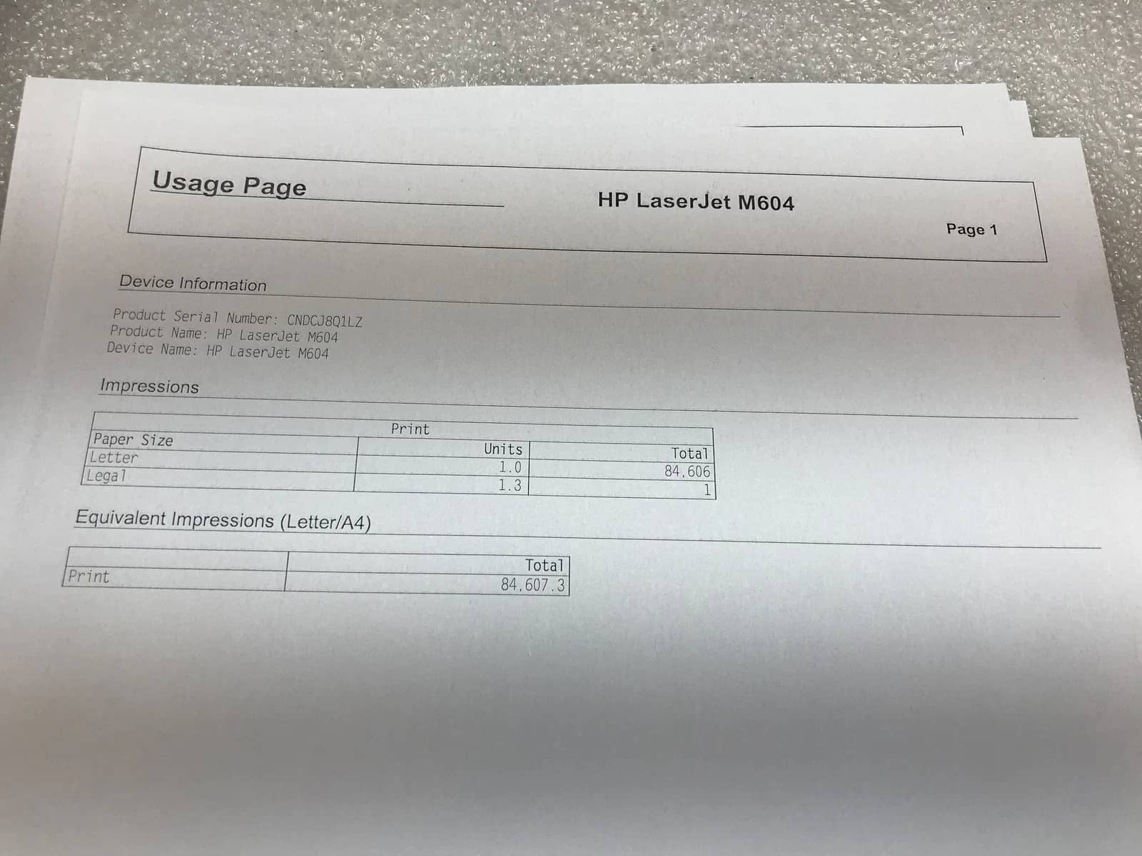 HP LaserJet Enterprise M604 Printers Used - Good