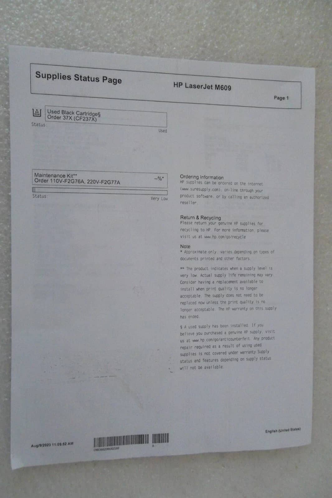 HP M609, M609dn Printers Used - Good