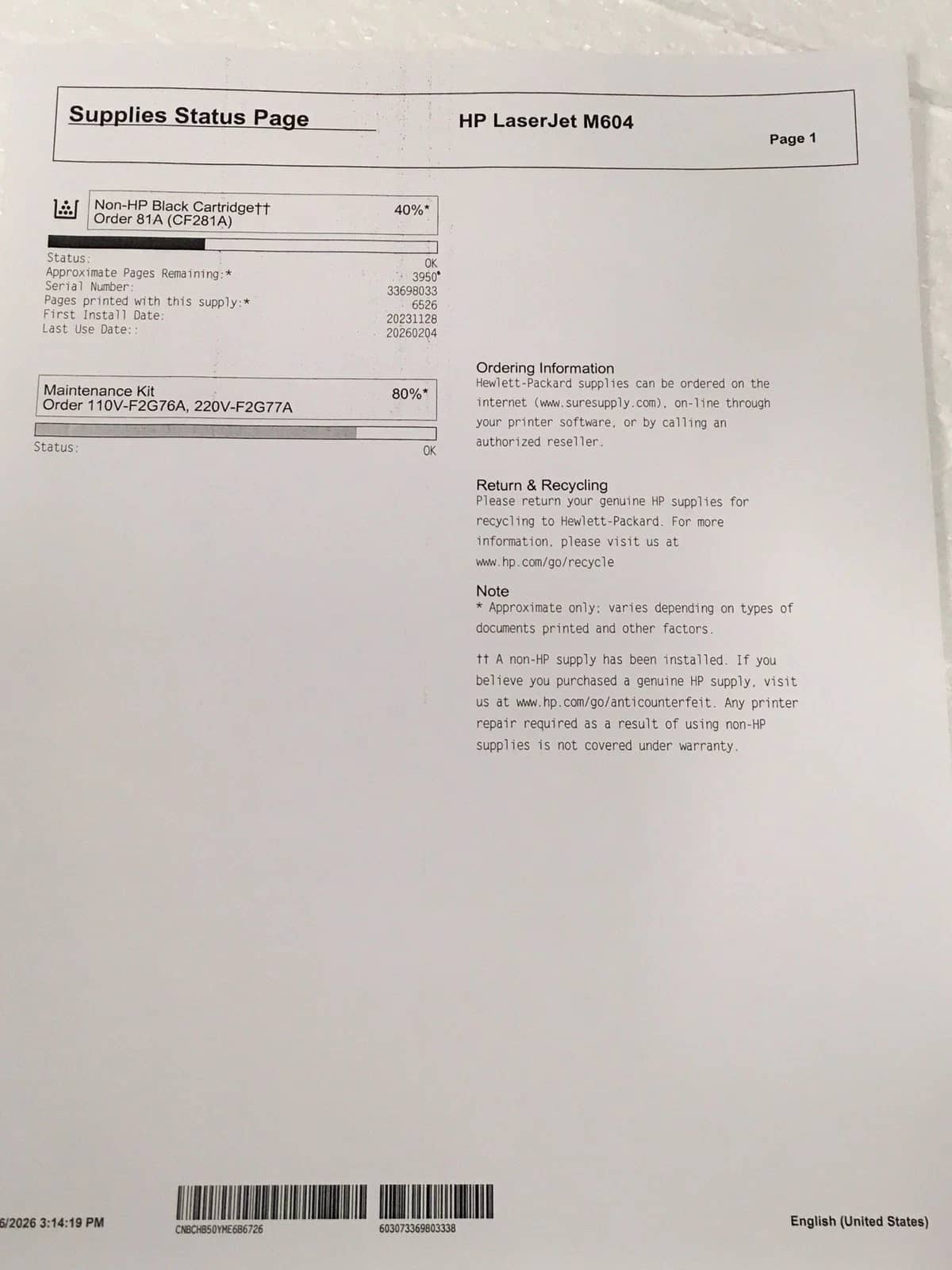 HP M604 Printers Used - Good