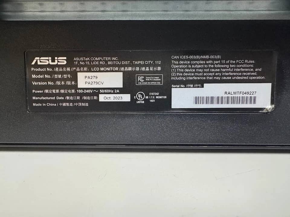 ASUS PA279CV Monitors