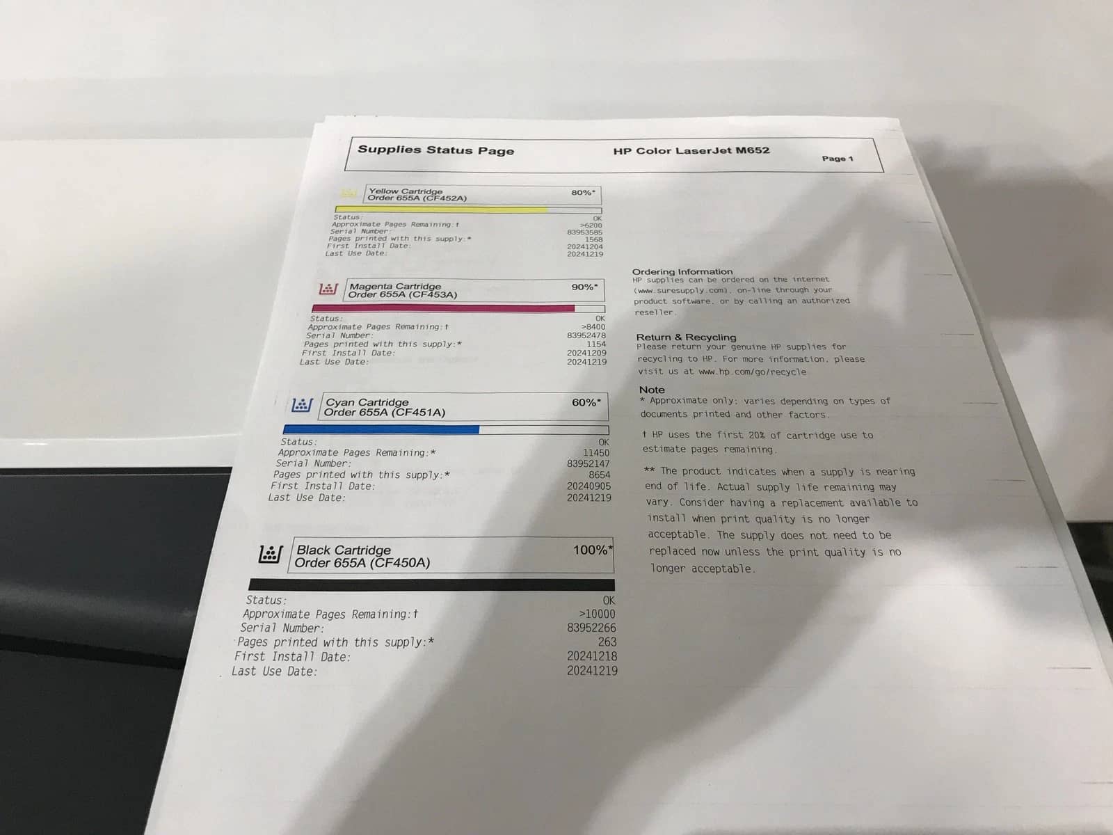HP Color Laserjet M652 Printers Used - Good
