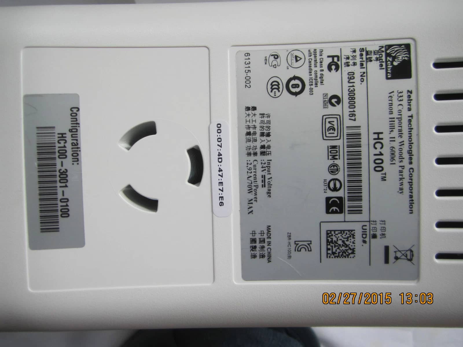 Zebra hc 100 ethernet Printers Used - Good