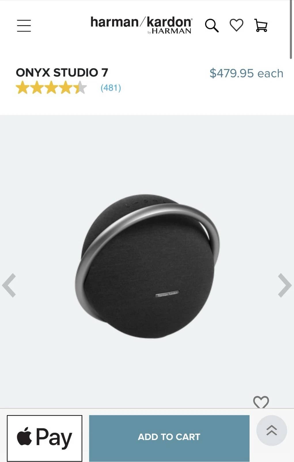 Harman Kardon Onyx Studio 7 Portable Bluetooth Speakers Gray New
