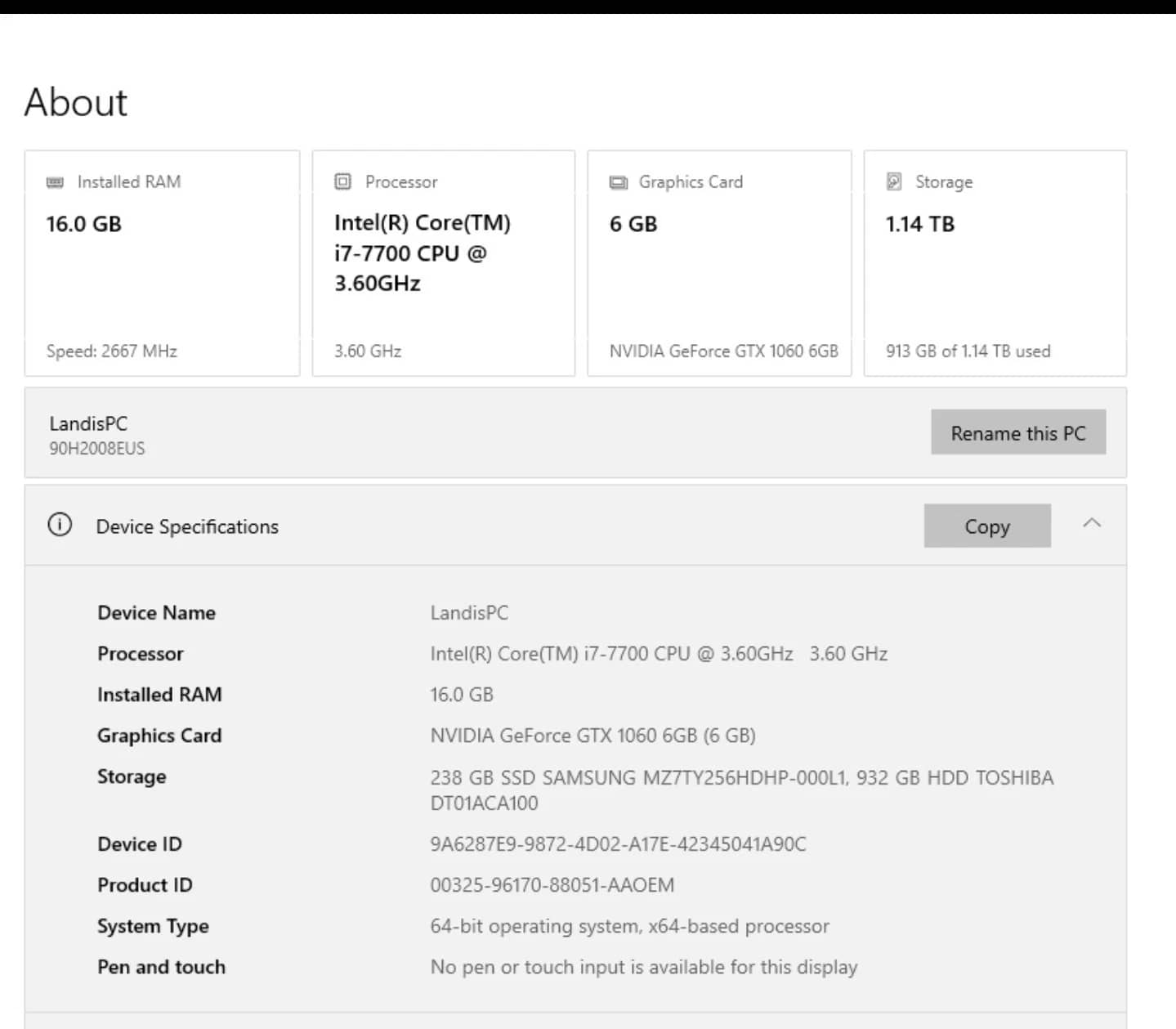 Lenovo Legion Y720 Computers 1TB 16GB Used - Good