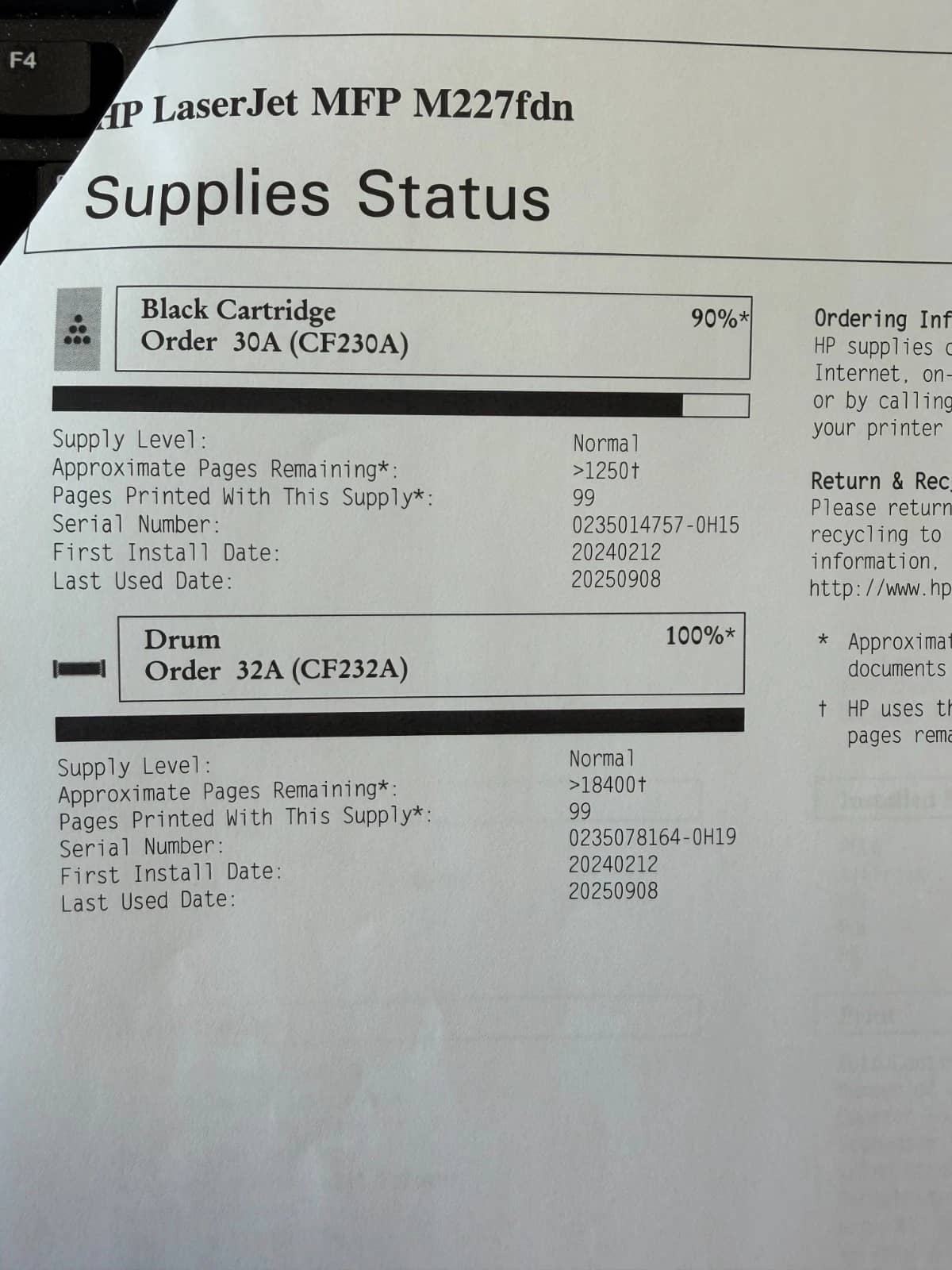 HP LaserJet Pro M227fdn Printers Used - Good