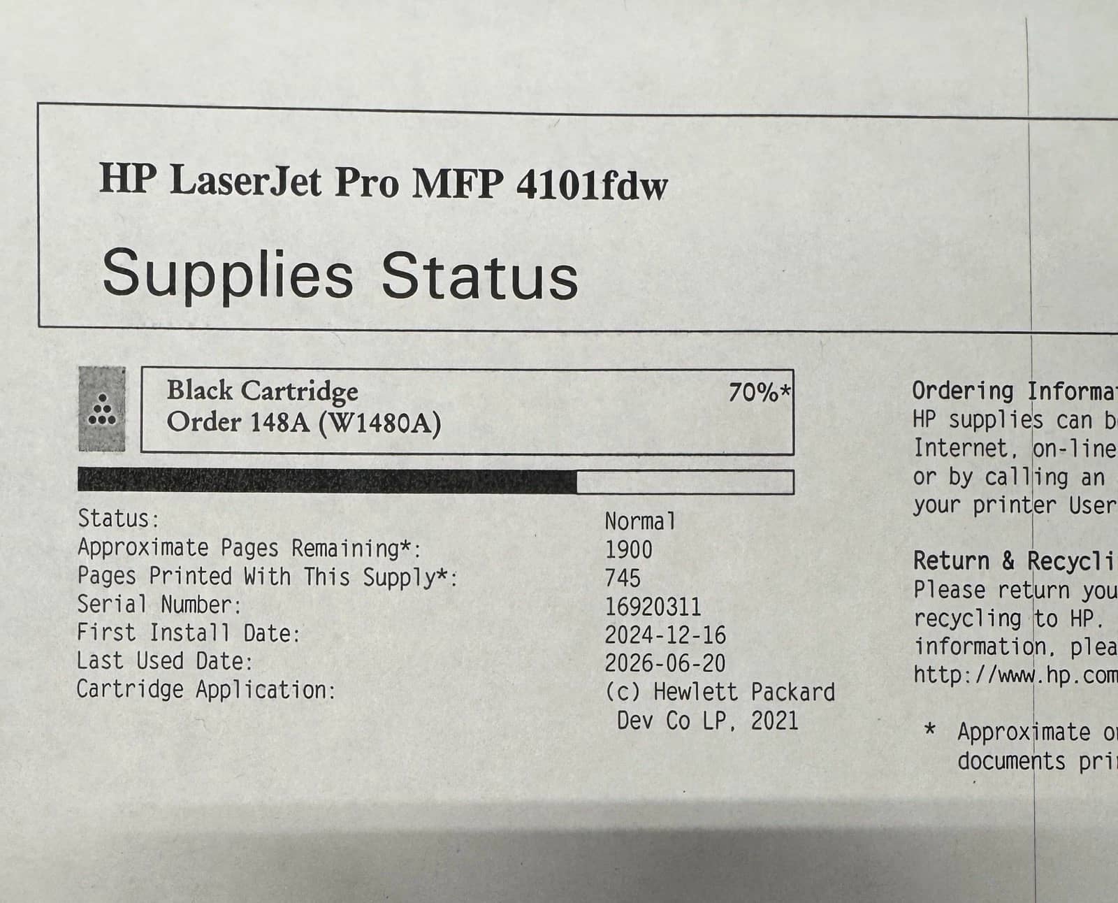HP MFP 4101FDW Printers New