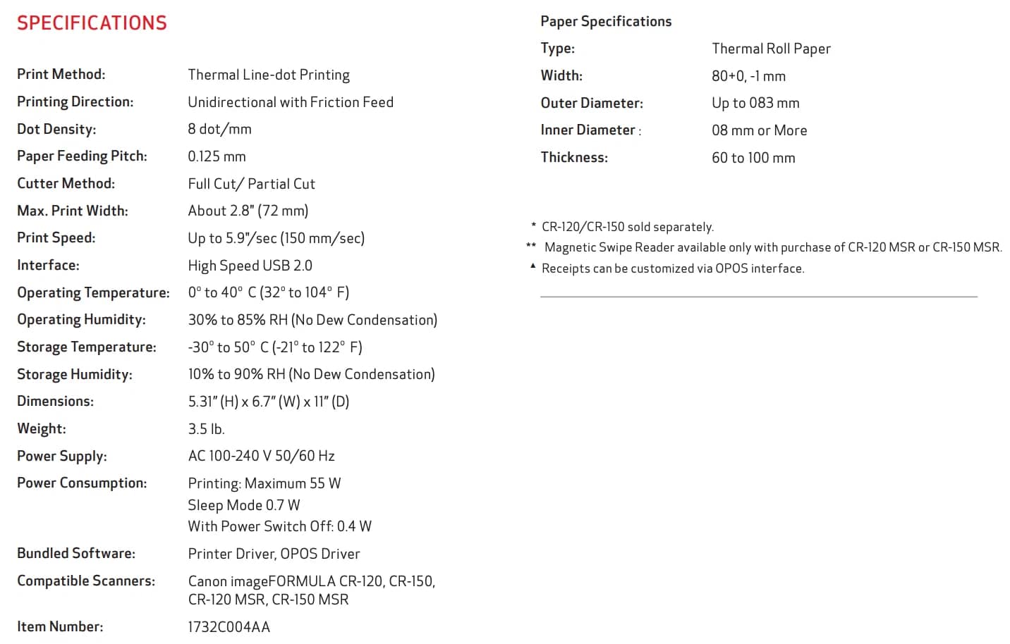 Canon imageFORMULA RP10 Printers New
