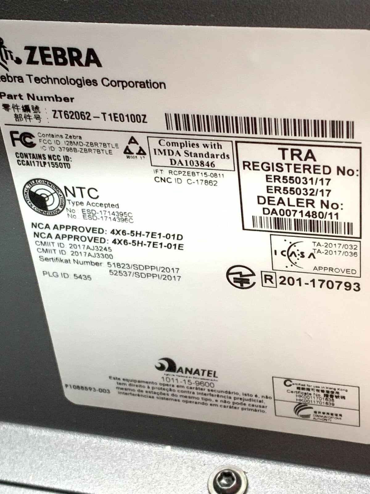 Zebra ZT620 Printers Refurbished - Good