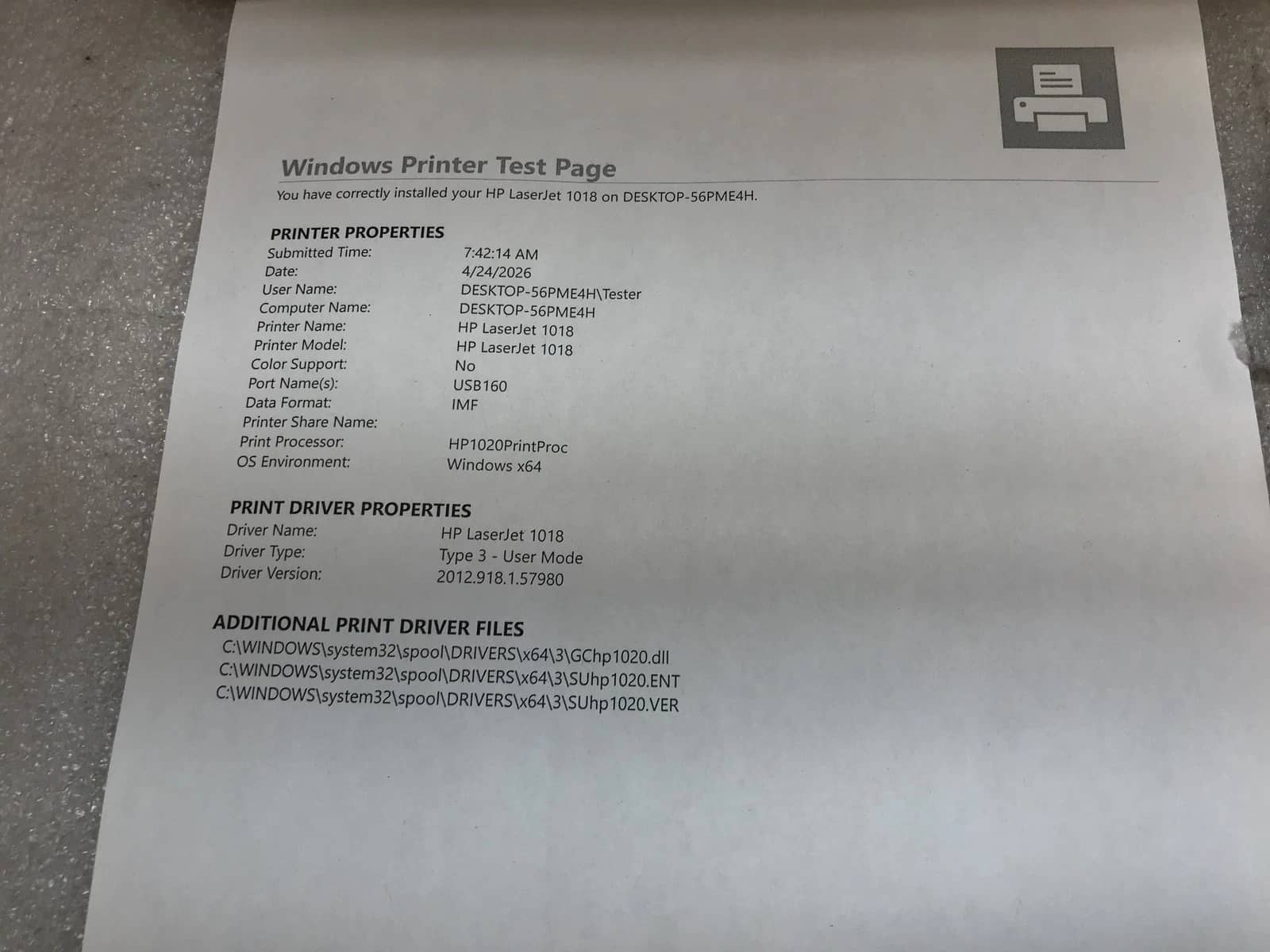 HP Laserjet 1018 CB419A Printers Used - Good