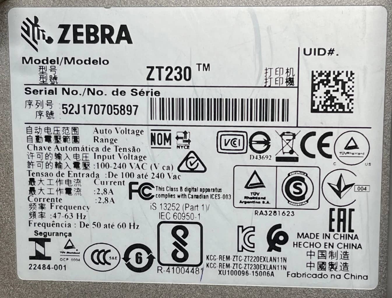 Zebra ZT23042-T01200FZ Printers Refurbished - Excellent
