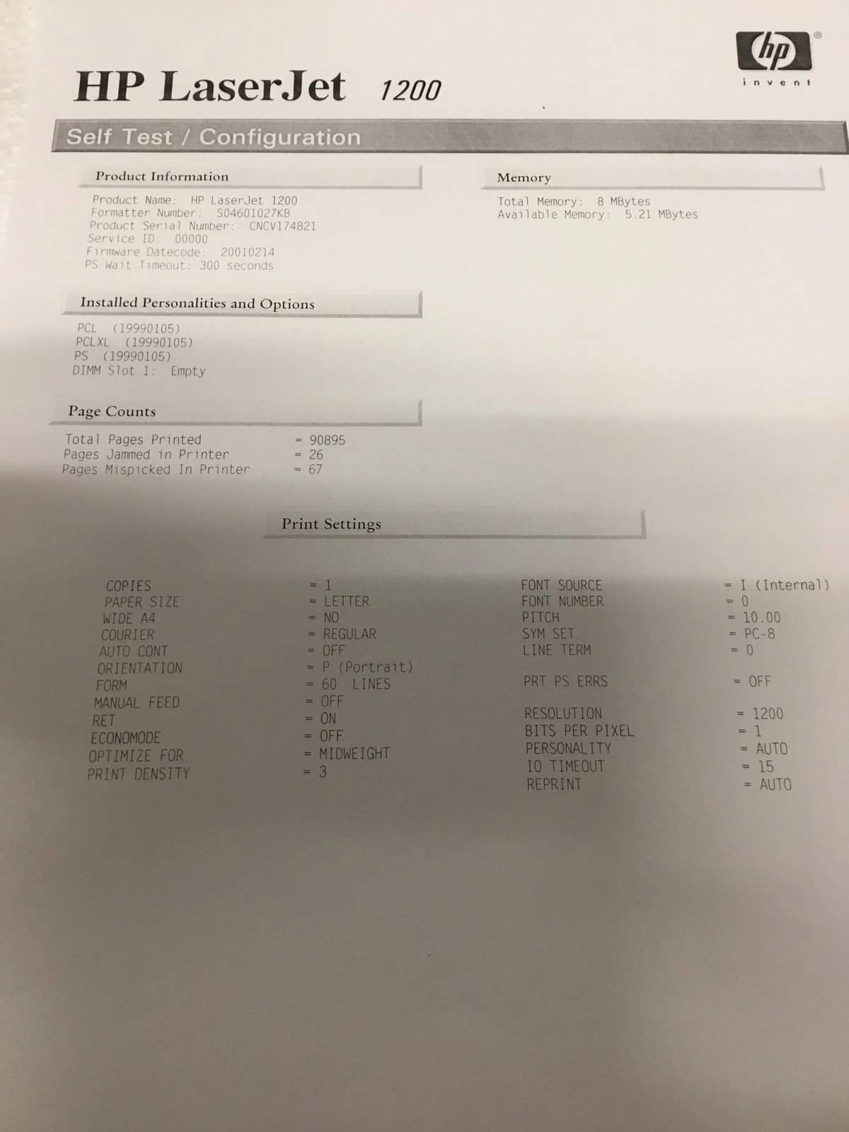 HP LaserJet 1200 Series Printers For parts or not working
