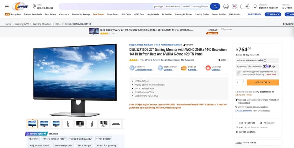 Dell S2716DG Monitors