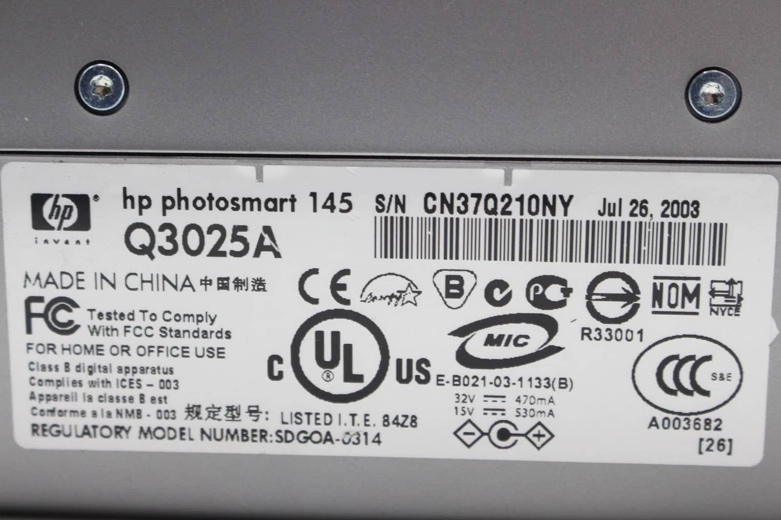 HP PHOTOSMART 145 Q3025A Printers Used - Good