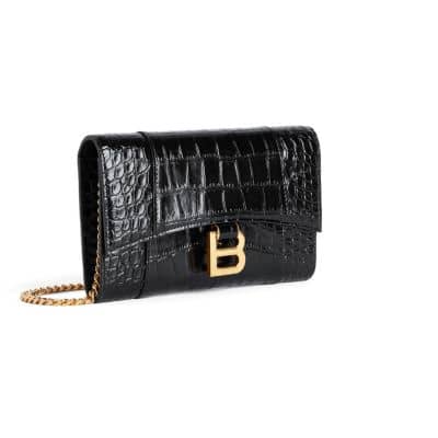 Balenciaga Hourglass Crossbody Women's bags Unspecified Black Crocodile New
