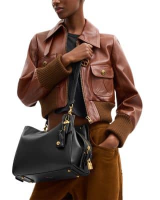 Coach Rogue Shoulder Bag Women's bags Black Glovetanned Pebble Leather New
