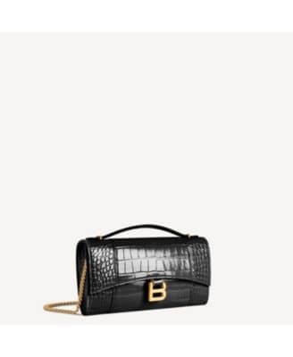 Balenciaga Hourglass Pouch Women's bags Unspecified Black Crocodile Embossed New