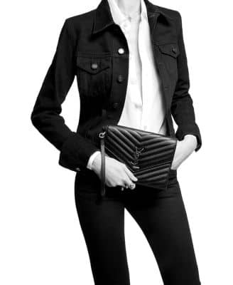 Saint Laurent Cassandre Matelassé Pouch Women's bags Unspecified Black Grain De Poudre Gold New