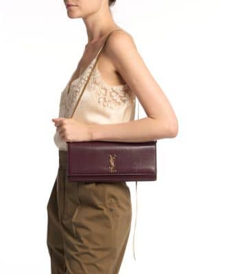 Saint Laurent Kate Clutch Women's bags Unspecified Dark Beige Grain De Poudre Gold New