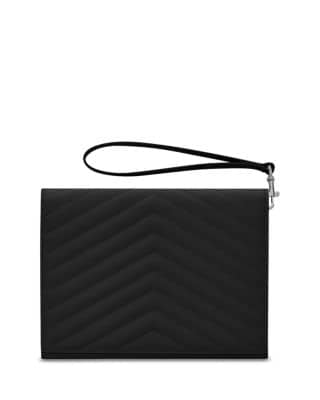 Saint Laurent Cassandre Matelassé Pouch Women's bags Unspecified Black Grain De Poudre Gold New