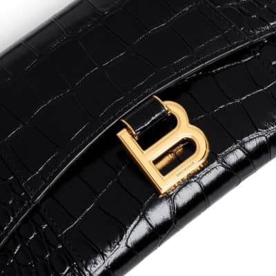 Balenciaga Hourglass Crossbody Women's bags Unspecified Black Crocodile New