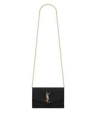 Saint Laurent Uptown Pouch Women's bags Unspecified Black Crocodile-Embossed Gold New