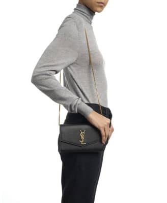 Saint Laurent Uptown Pouch Women's bags Unspecified Black Crocodile-Embossed Gold New