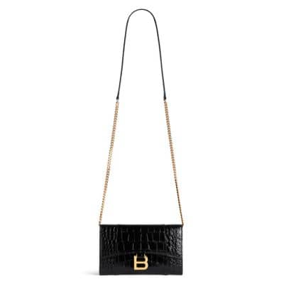 Balenciaga Hourglass Crossbody Women's bags Unspecified Black Crocodile New