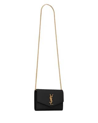 Saint Laurent Uptown Pouch Women's bags Unspecified Black Crocodile-Embossed Gold New