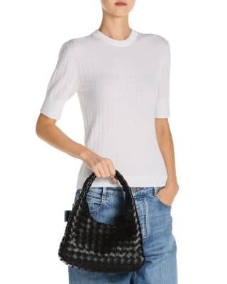 Bottega Veneta Campana Shoulder Bag Women's bags Small Pale Blue Intrecciato New